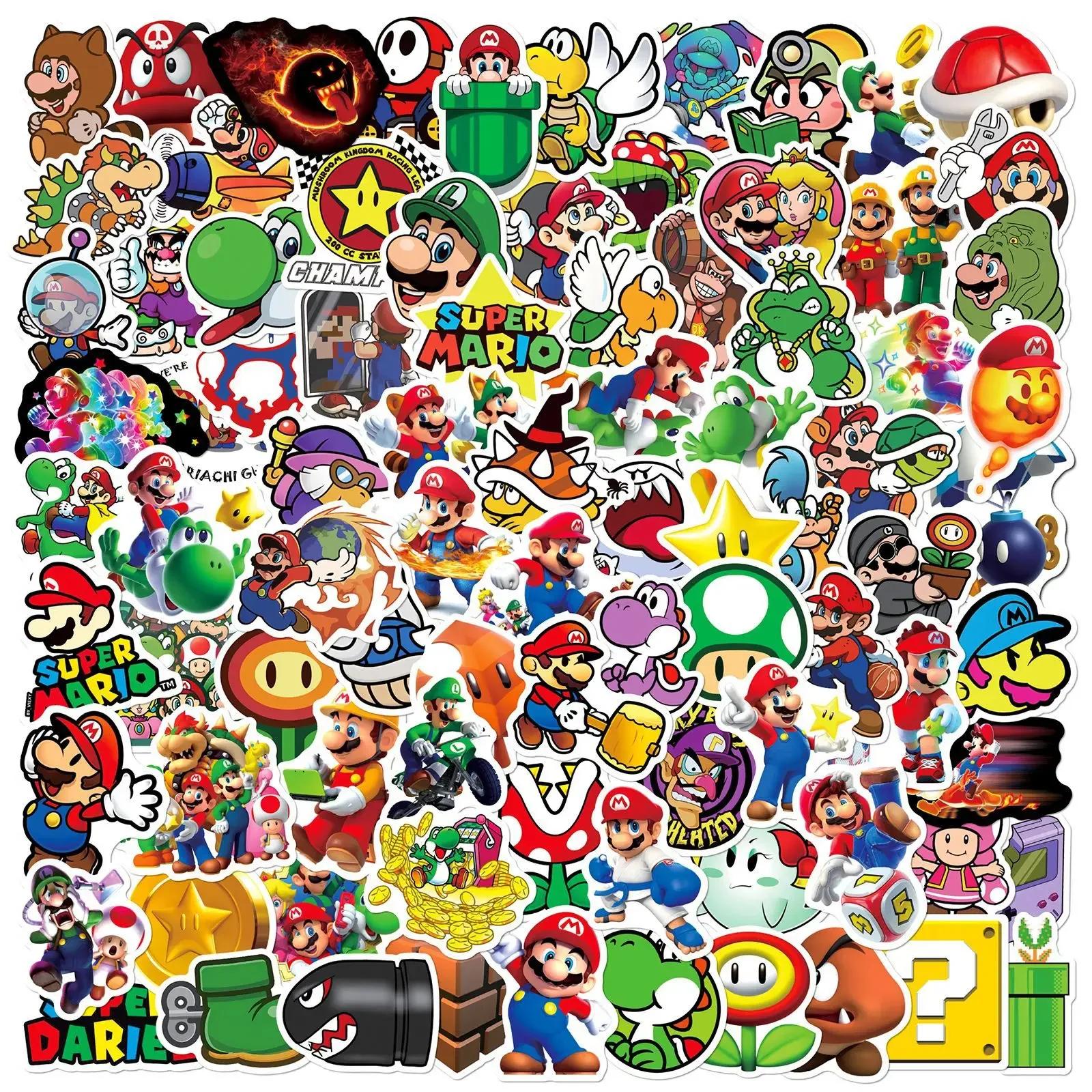 Autocollants de jeu Super Mario, 100/300 pièces, pour ordinateur portable, Skateboard, réfrigérateur