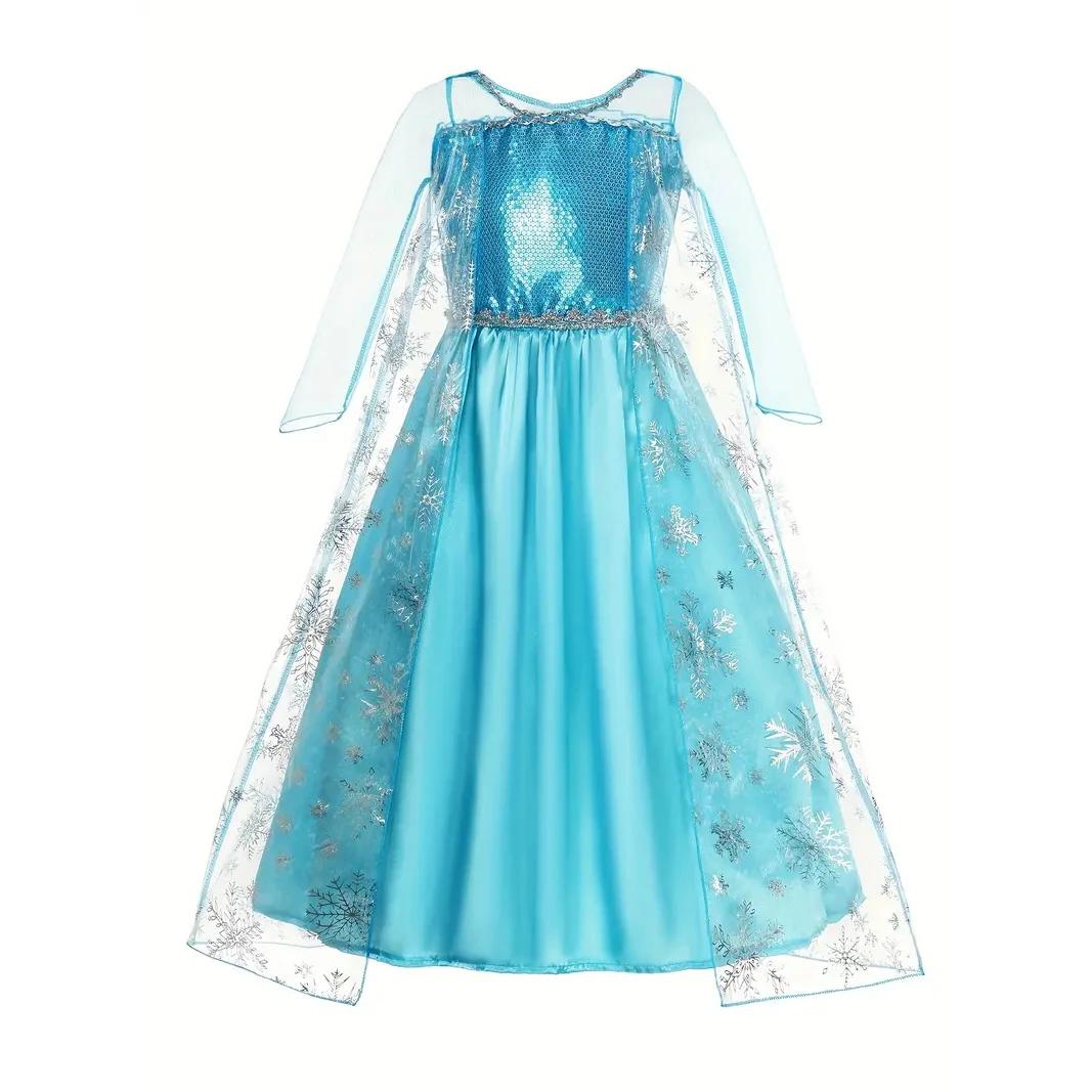 Robe de princesse pour filles, Elsa Anna, blanche-neige, aurore Belle raiponce, pêche, Costume d'hal