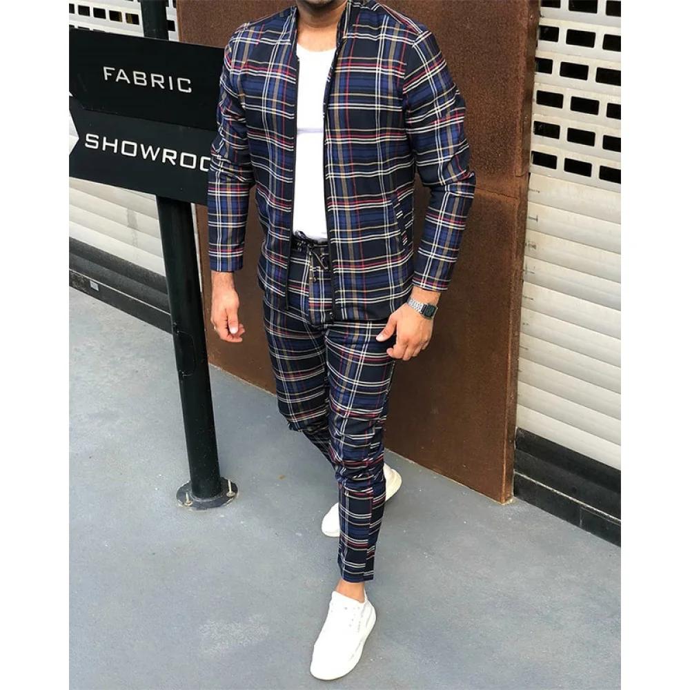 Nouveaux messieurs survêtement ensemble vestes ensembles hommes fermeture éclair costume hommes mode