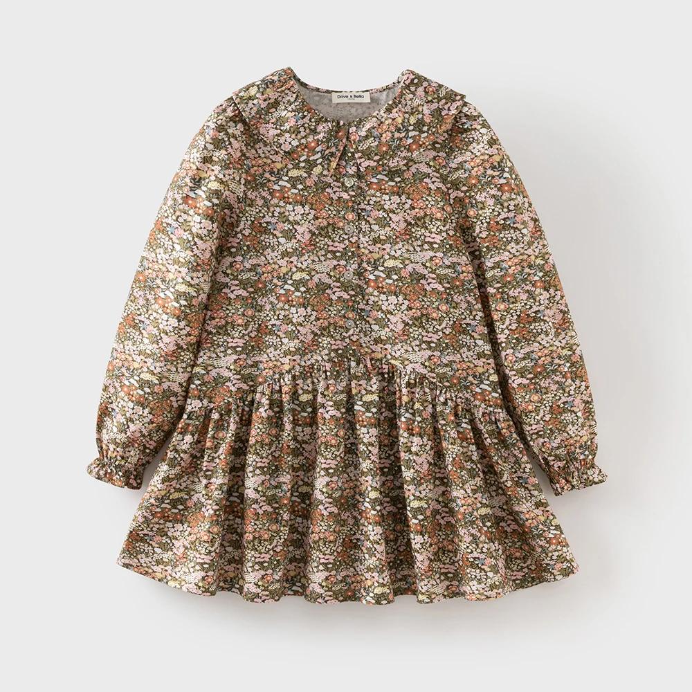 Dave Bella – robe florale d'automne pour enfants, tenue de princesse à manches longues, mignonne, vê