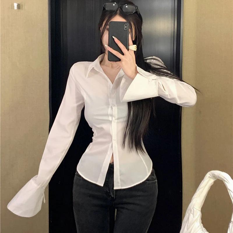 Gidyq mode femmes chemises de pansement coréen tout Match Streetwear femme mince Blouse printemps dé