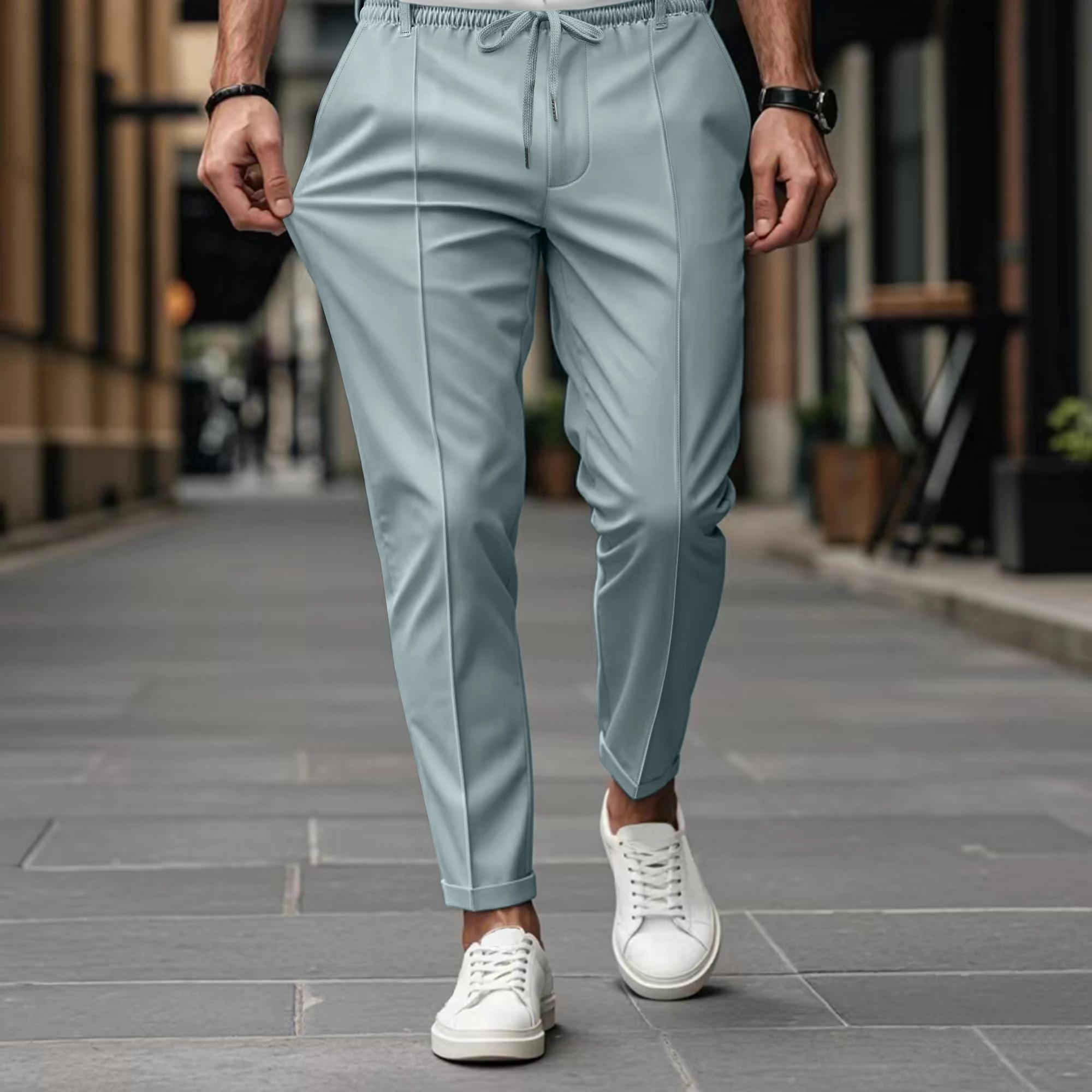 Pantalon à jambes droites de haute qualité pour hommes, couleur unie, le nouveau Style d'été est à l