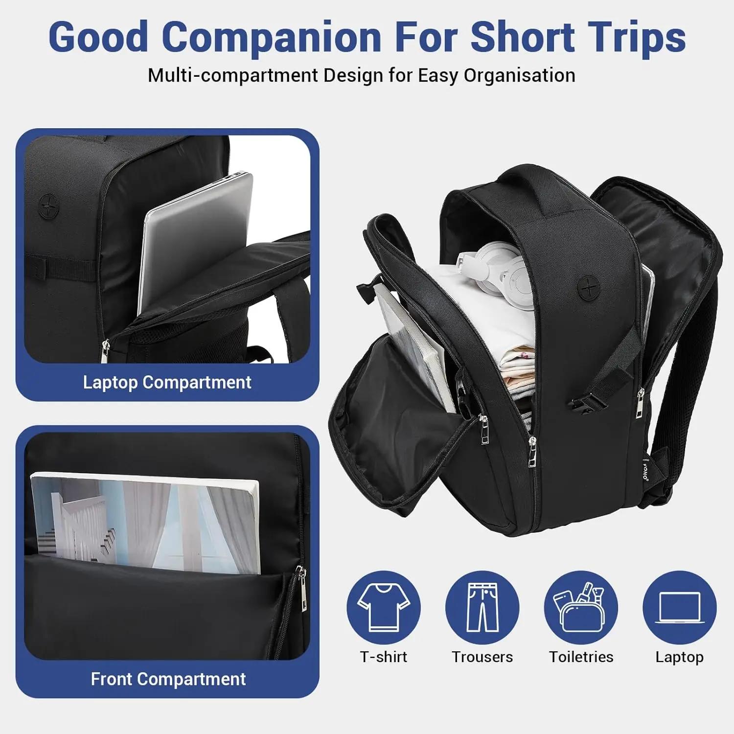 Sac à dos KONO compatible Ryanair, bagage à main 40×30×20cm, imperméable, léger avec compartiment po