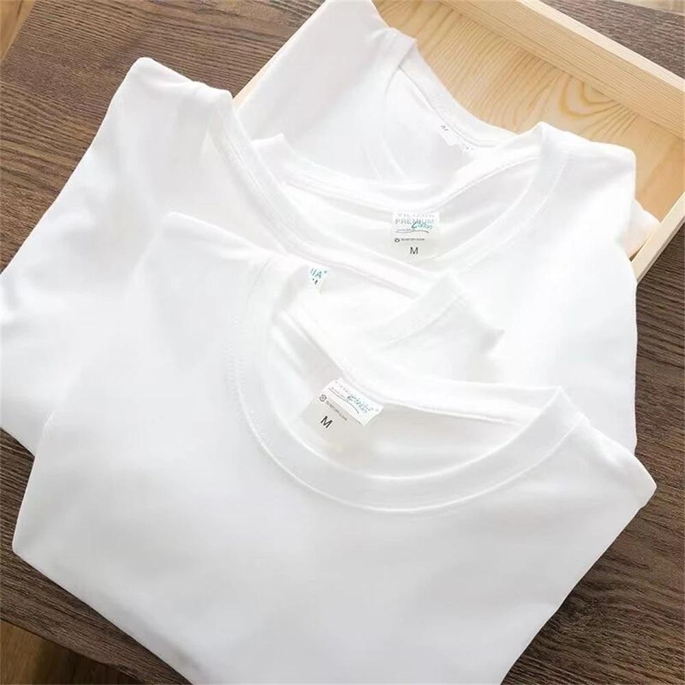 Hommes t-shirt été couverture en coton femmes couleur unie t-shirts vierges col rond à manches court