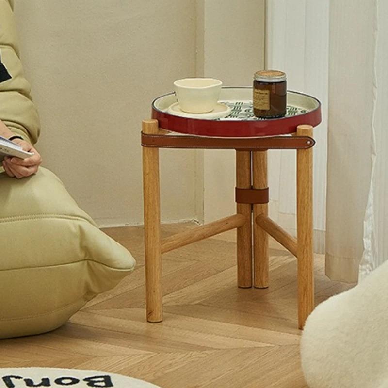 Tables basses de luxe en bois massif, table d'appoint de canapé vintage, petite escalier circulaire 