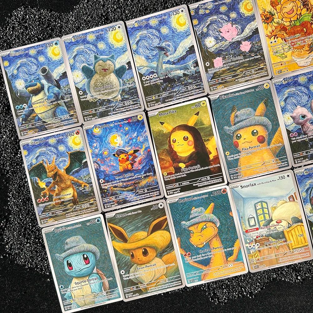 18 pièces/ensembleDIY PTCG 2023 SVP EN VAN GOGH PICHU gris FELT chapeau MEWTWO Charizard auto-fait c