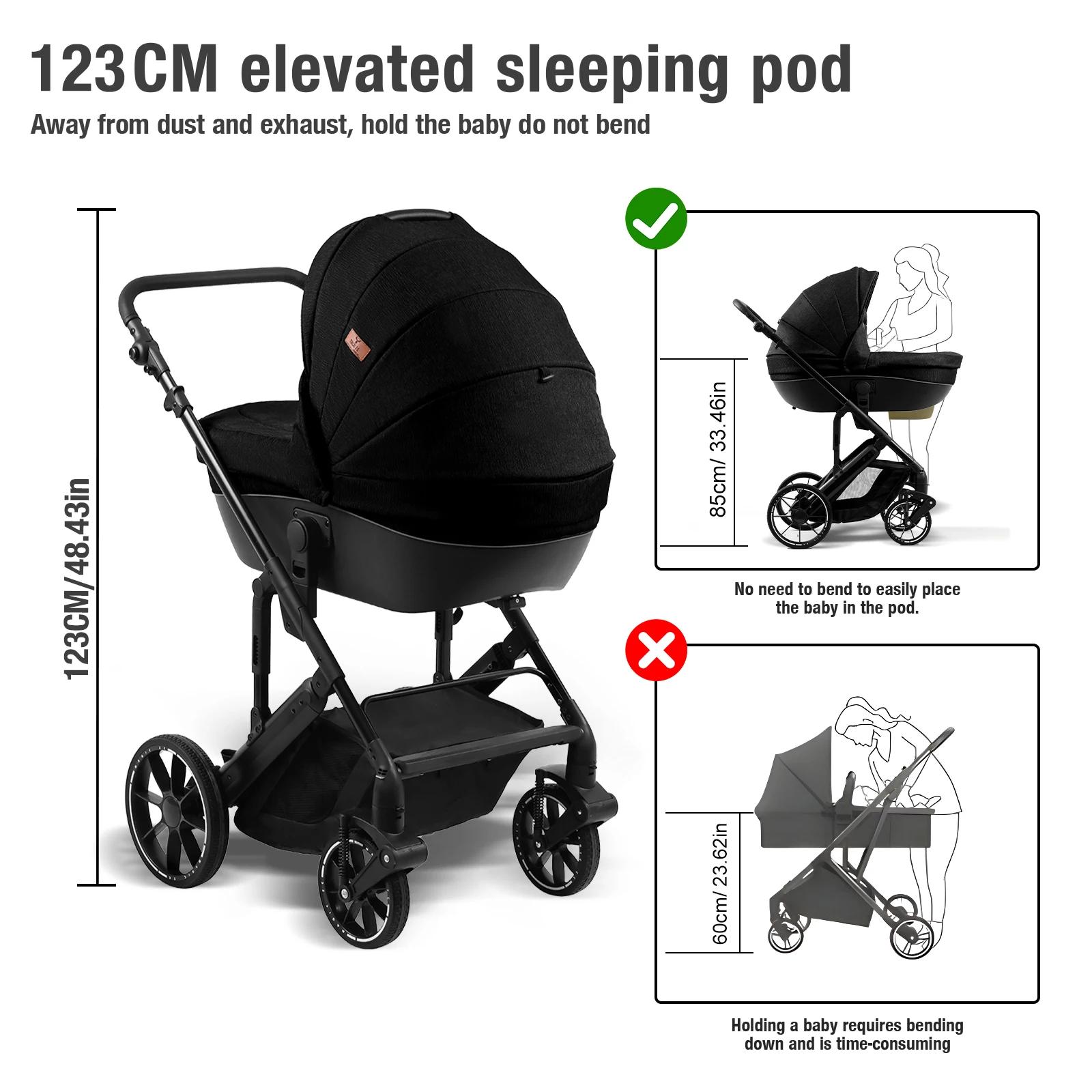 3 en 1 bébé poussette compacte bébé poussette 3 pièces pour nouveau-né bébé siège auto poussette pli