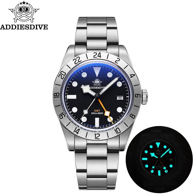 ADDIESDIVE Top marque 39mm Quartz GMT montres 20Bar étanche lumineux bulle miroir Sport verre montre