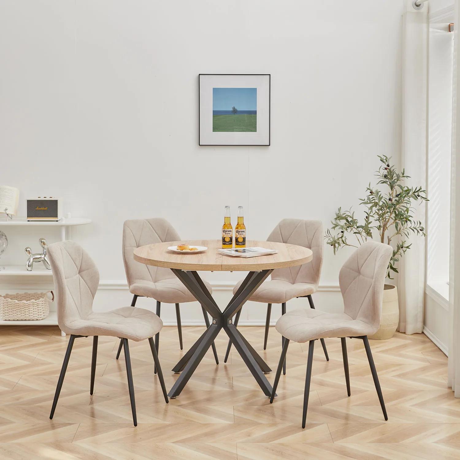 EGOONM – ensemble de 2/4/6 chaises de salle à manger rembourrées en tissu de lin, chaises de cuisine