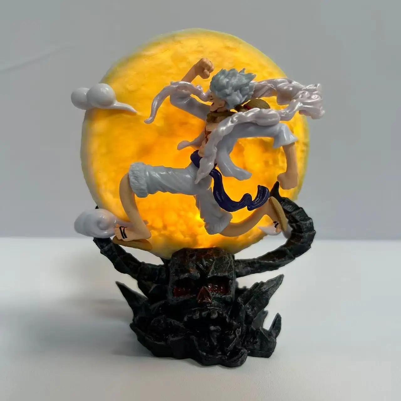 Figurine d'anime One Piece de 14cm, Luffy Gear 5, volant vers la lune avec lumière lunaire, figurine