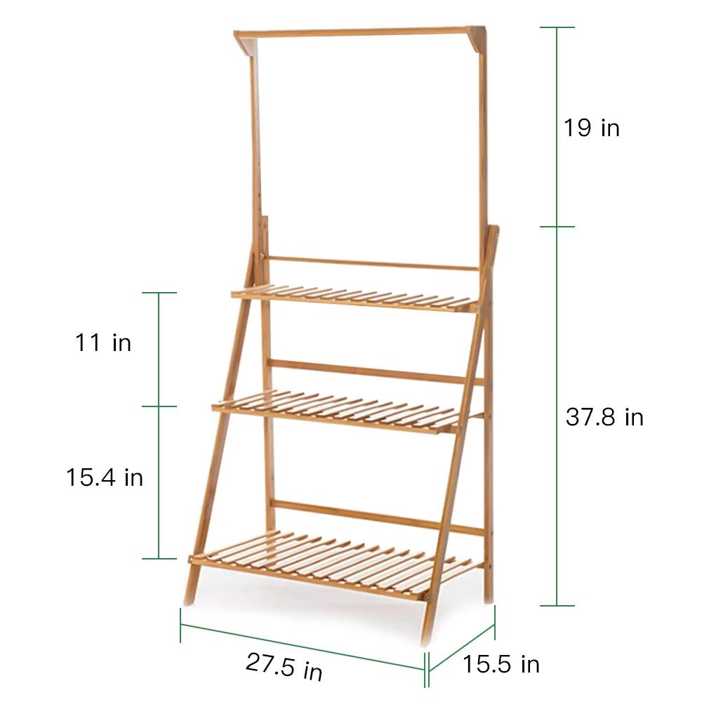 Support pliant pour plantes en bambou, étagère pour pots de fleurs, multi-usage pour serre intérieur