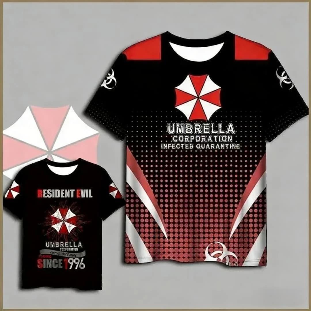 T-shirts à thème Resident Evil Umbrella Corporation pour hommes, t-shirts graphiques avec logo Bioha