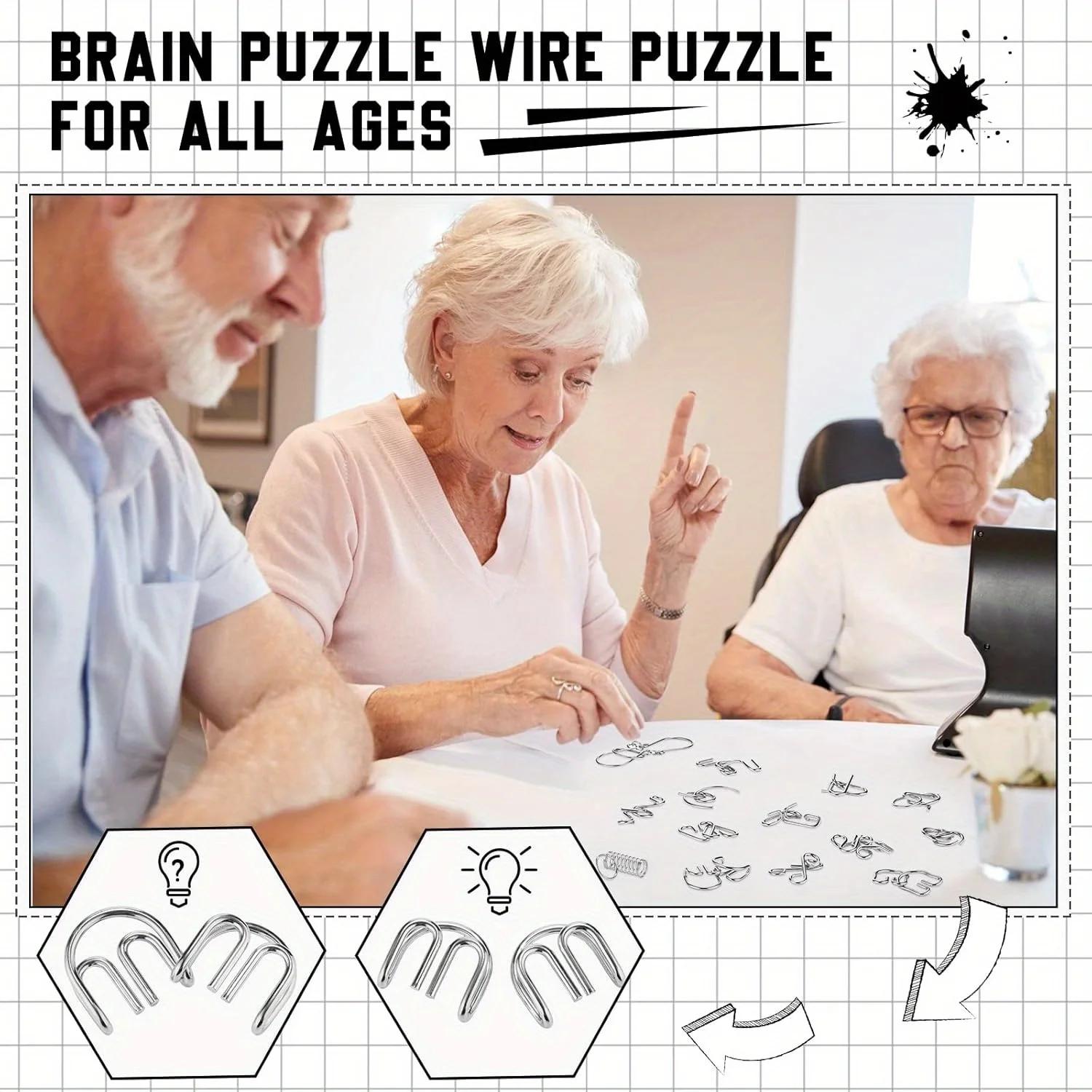 Ensemble de Puzzle en fil métallique, casse-tête, Test de qi, démêlant, lien en fer, déverrouillage,