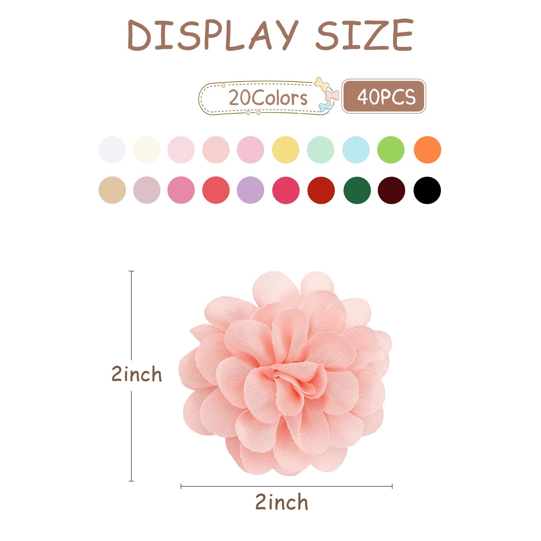 14/40 pièces, nœuds pour cheveux en chiffon de 2 pouces, entièrement doublés, petites pinces à cheve