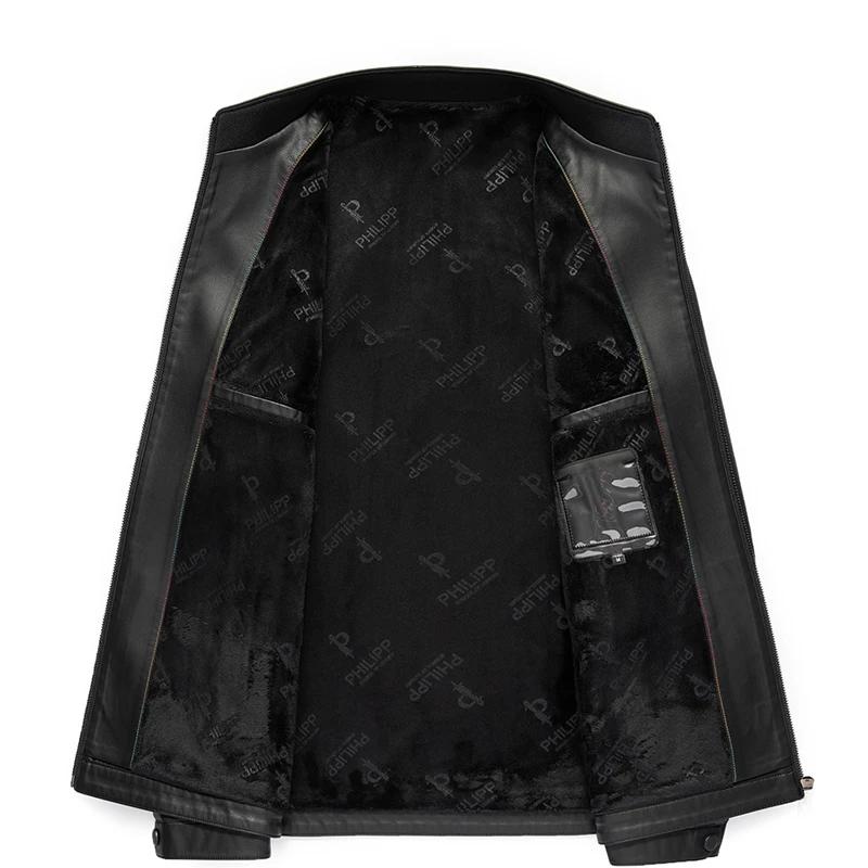 Veste en cuir véritable pour hommes, avec col montant, à la mode, pour jeunes, fins, printemps et au