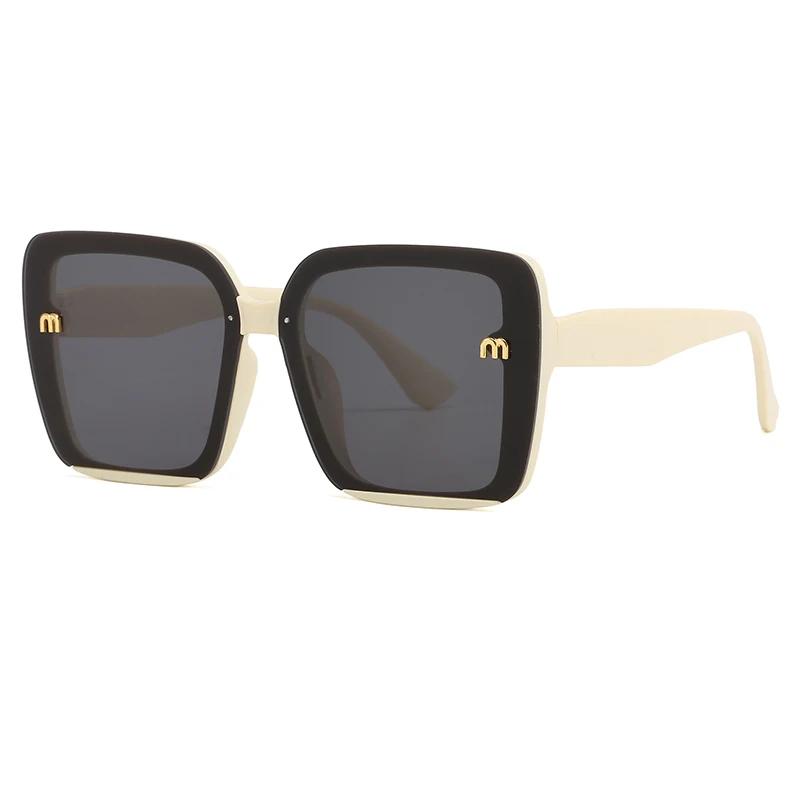 Lunettes de soleil carrées classiques à grand cadre pour hommes et femmes, design de lettre rectangu
