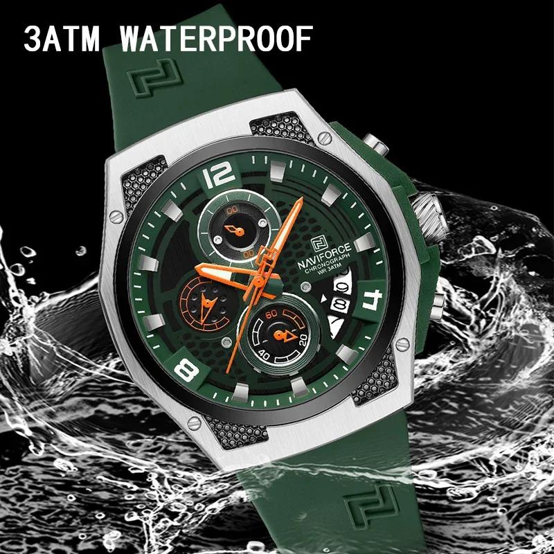 NAVIFORCE haute qualité luxe Original hommes montre bracelet en Silicone étanche mâle Quartz montre-