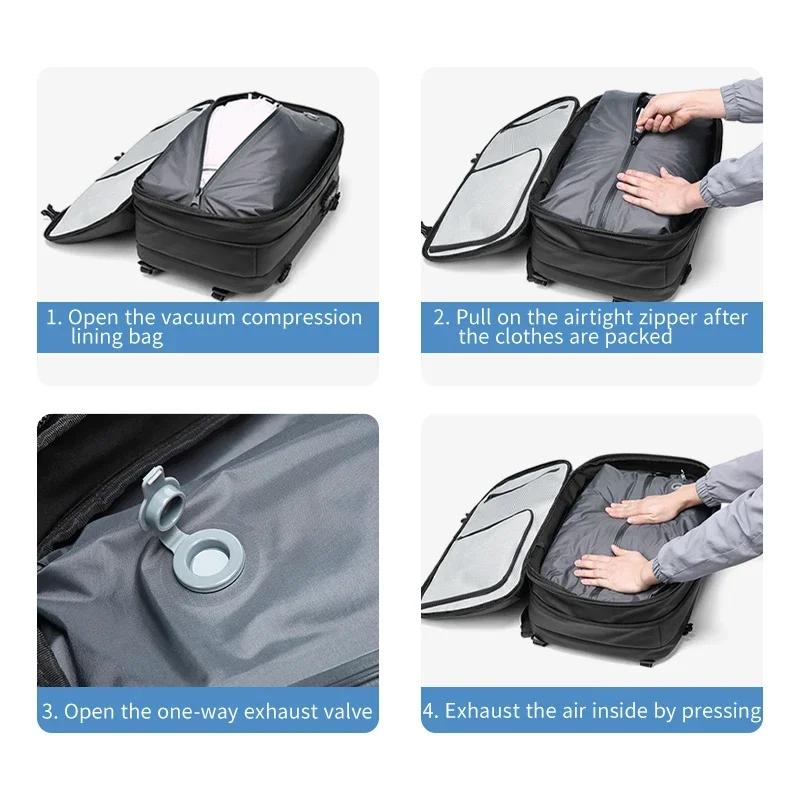 Sac à dos de voyage pour hommes, compression sous vide, sac à dos pour ordinateur portable de 17 pou