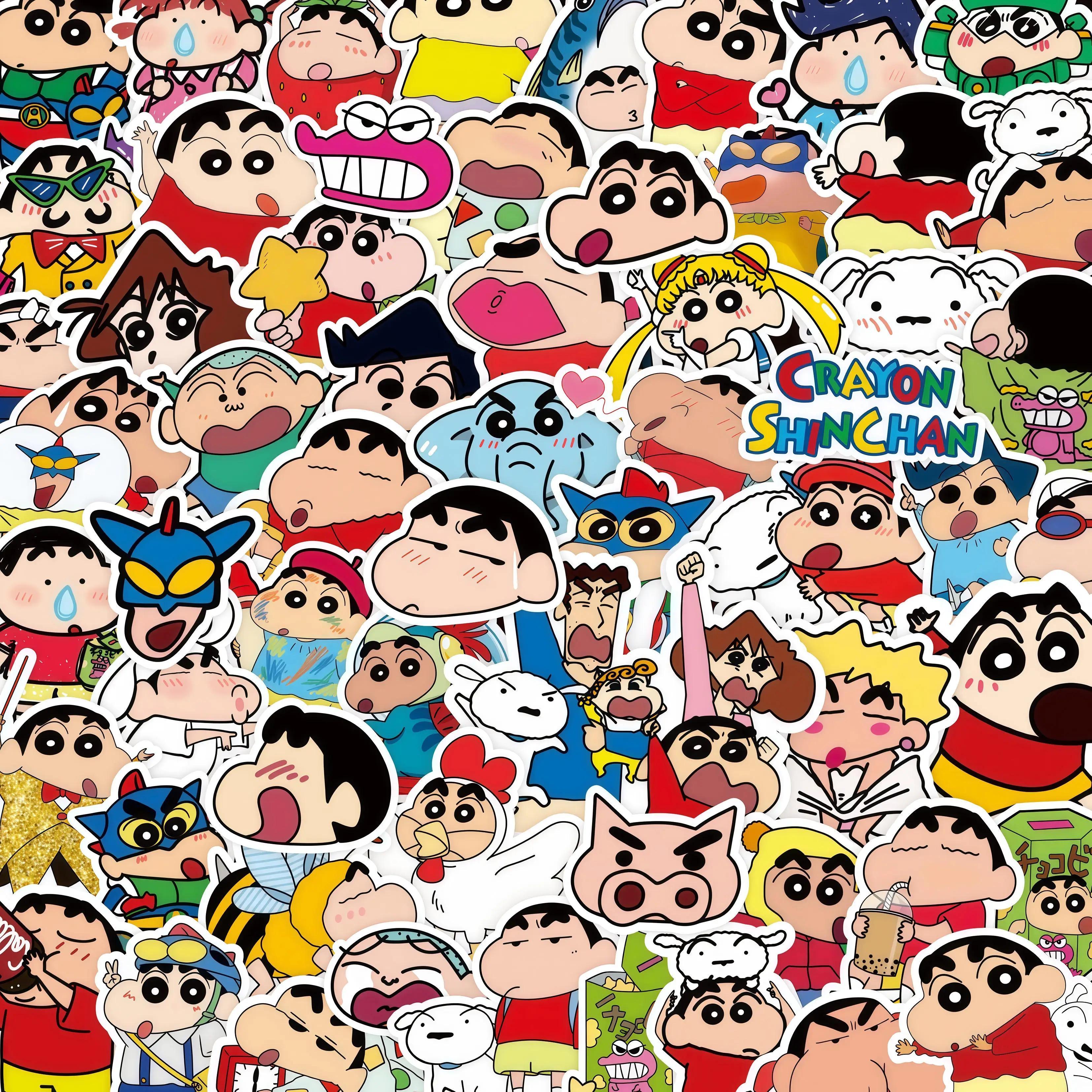 100 pièces dessin animé Crayon Shin Chan autocollants enfants jouets pour voiture ordinateur portabl