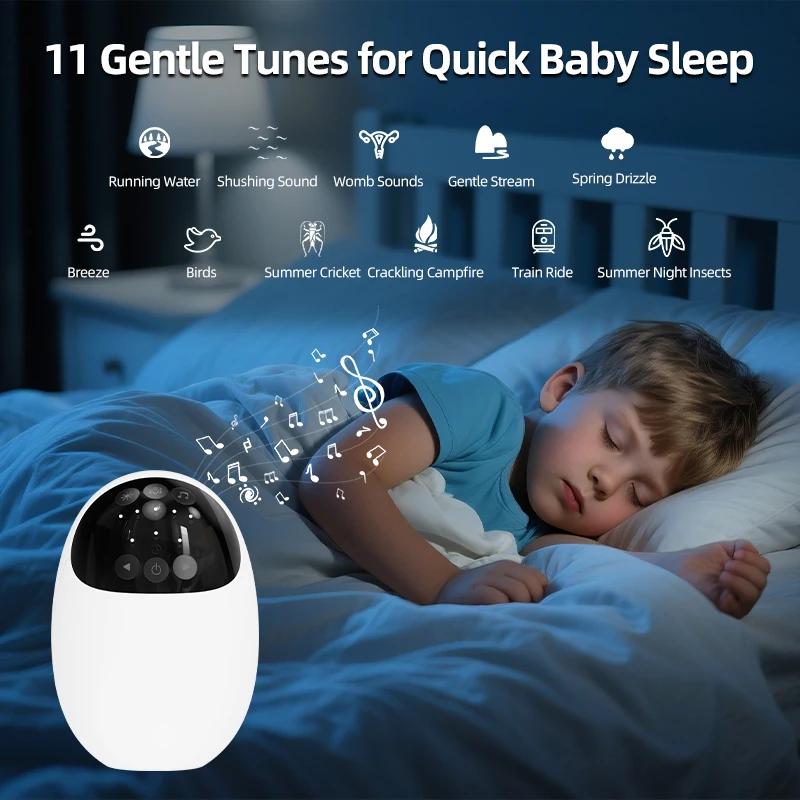 Berceau pour bébé rechargeable avec batterie 1800 mAh, sons apaisants, lumière LED respirante et 3 m