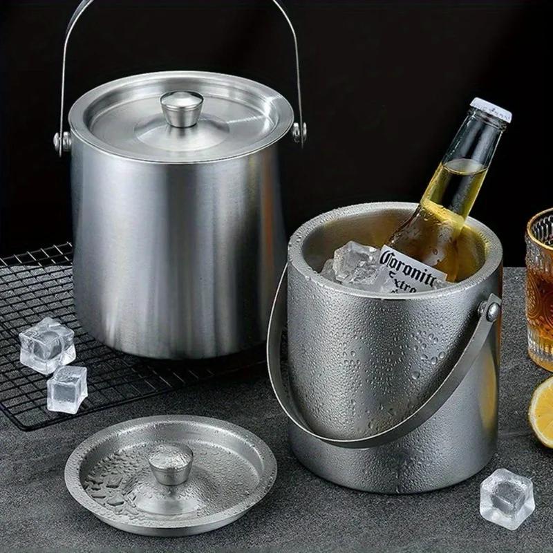 Seau à glace isolé en acier inoxydable, 1,6 l/2 l/3 l, vin, bière, Champagne, refroidisseur de fête 