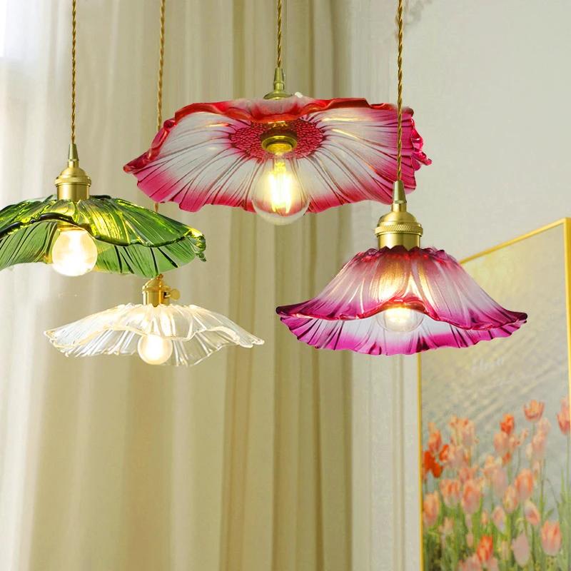 Lampe Suspendue Vintage en Verre à Fleurs, Luminaire Décoratif d'Nik, Idéal pour un Salon, une Chamb