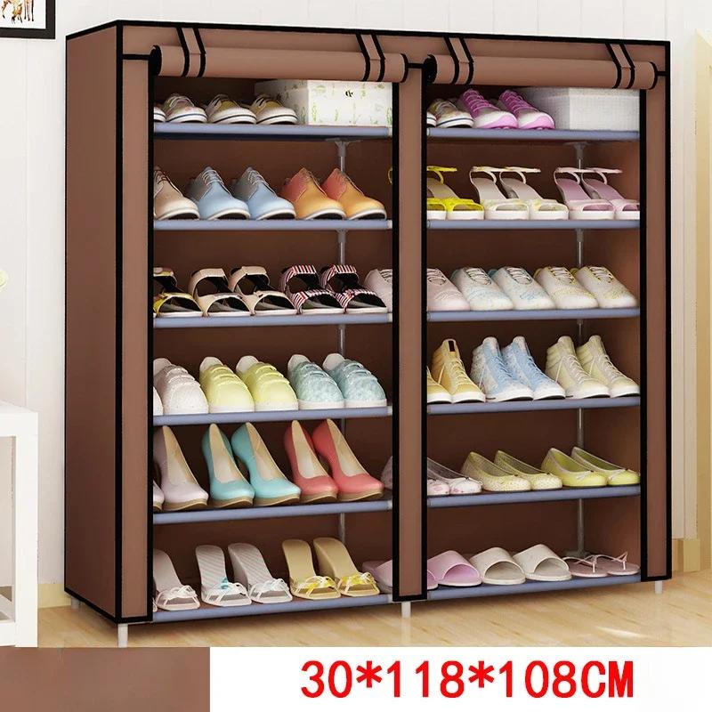 Armoire à chaussures Portable en tissu Non tissé, support étagère à chaussures élégante avec couverc