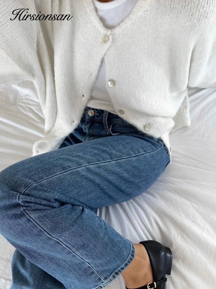 Hirsionsan élégant à manches longues pull femmes 2024 nouveau simple boutonnage femme Cardigan décon