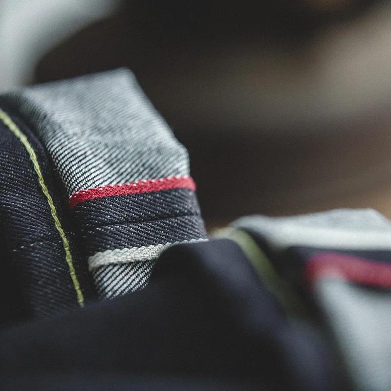 Maden Vintage 14.5oz lisière jean en Denim brut avec fermeture éclair YKK mouche broderie jean droit