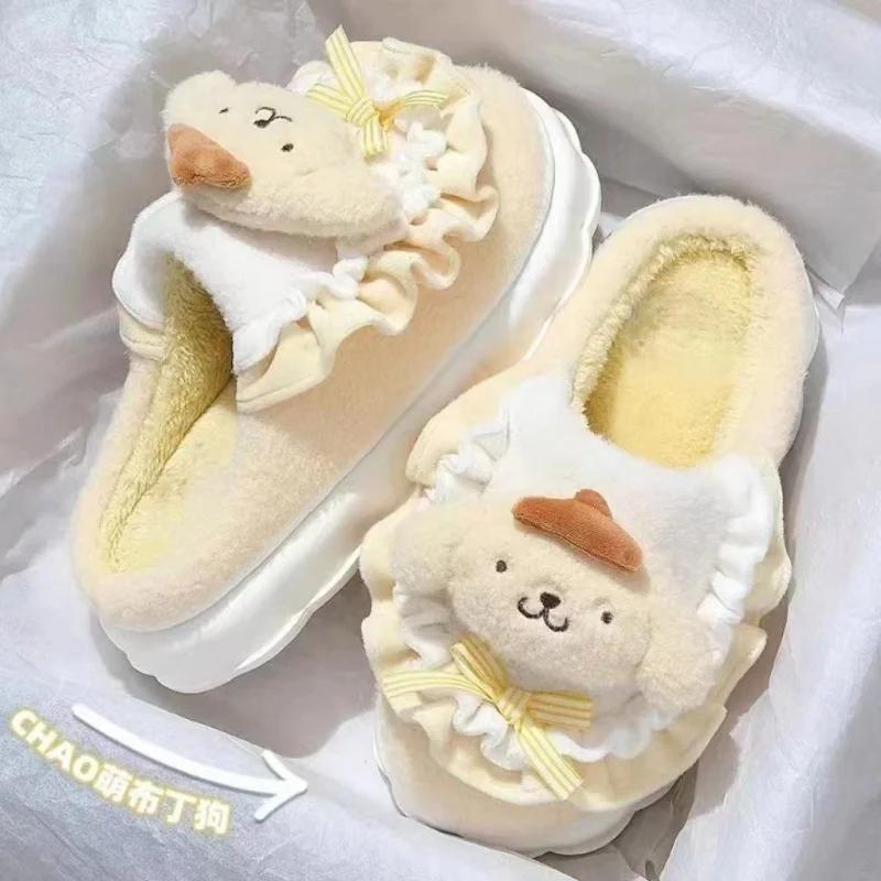 Sanrio Hello Kitty Kuromi cannelle pantoufles en coton dessin animé mignon hiver intérieur maison pa