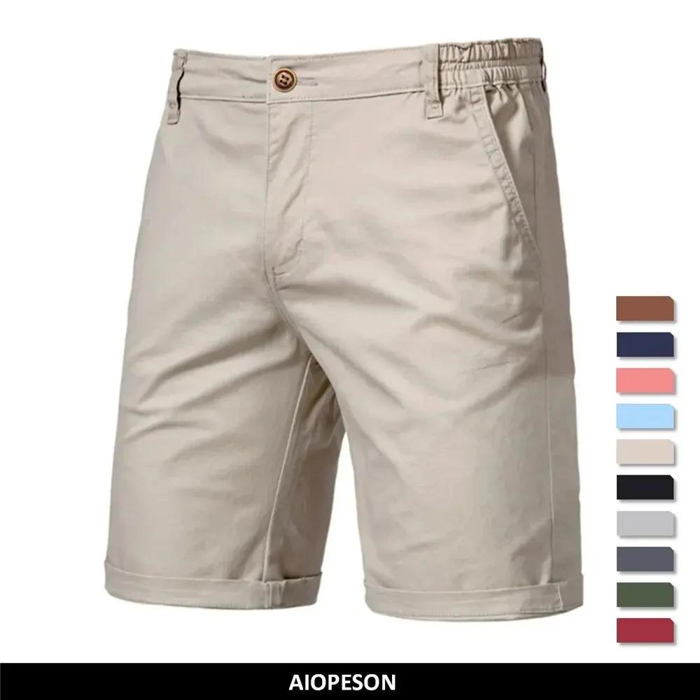 AIOPESON-Short de Plage 100% Coton pour Homme, Vêtement Solide de Haute Qualité, Décontracté, Busine