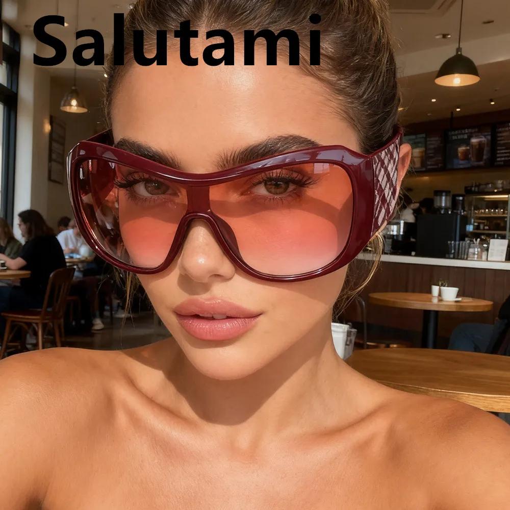 Lunettes de soleil surdimensionnées Y2K pour femmes et hommes, une pièce, vintage, bouclier carré dé