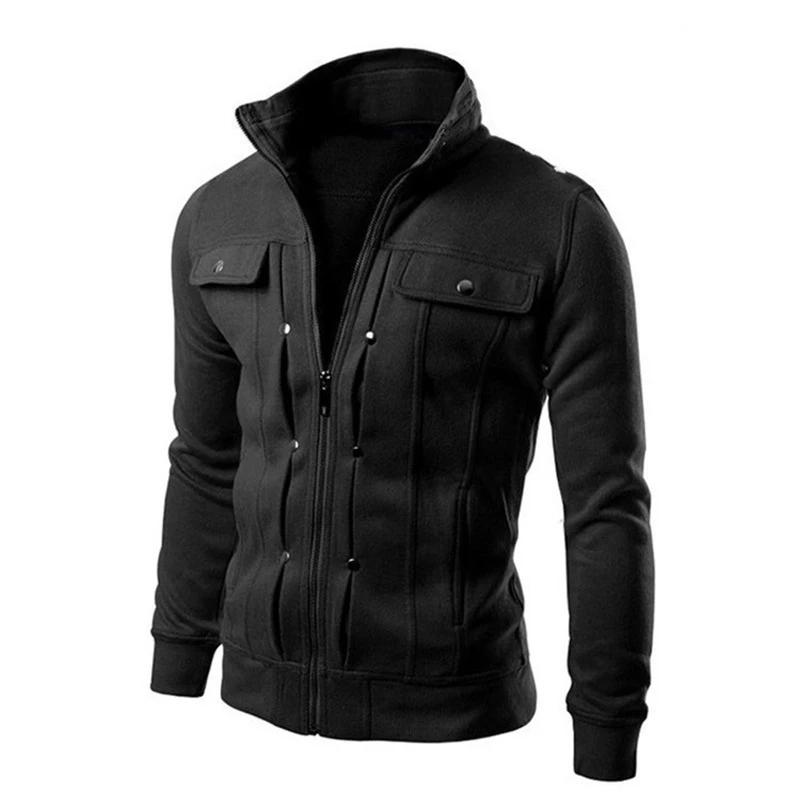 Nouveaux hommes vestes décontractée col montant sweat-shirt à glissière printemps automne Cardigan v