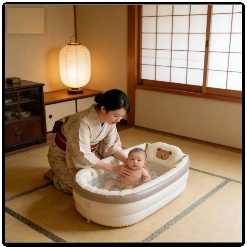 Baignoire bébé portable antidérapante, piscine gonflable pliable pour enfants, baignoire pour nourri
