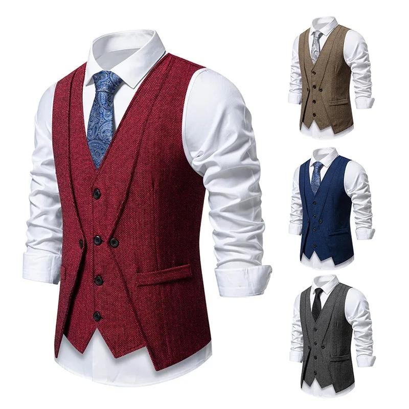 Gilet Blazer Élégant Vintage pour Homme, Effet Deux Pièces, Tenue de Cérémonie, Mariage, Fête, Robe 