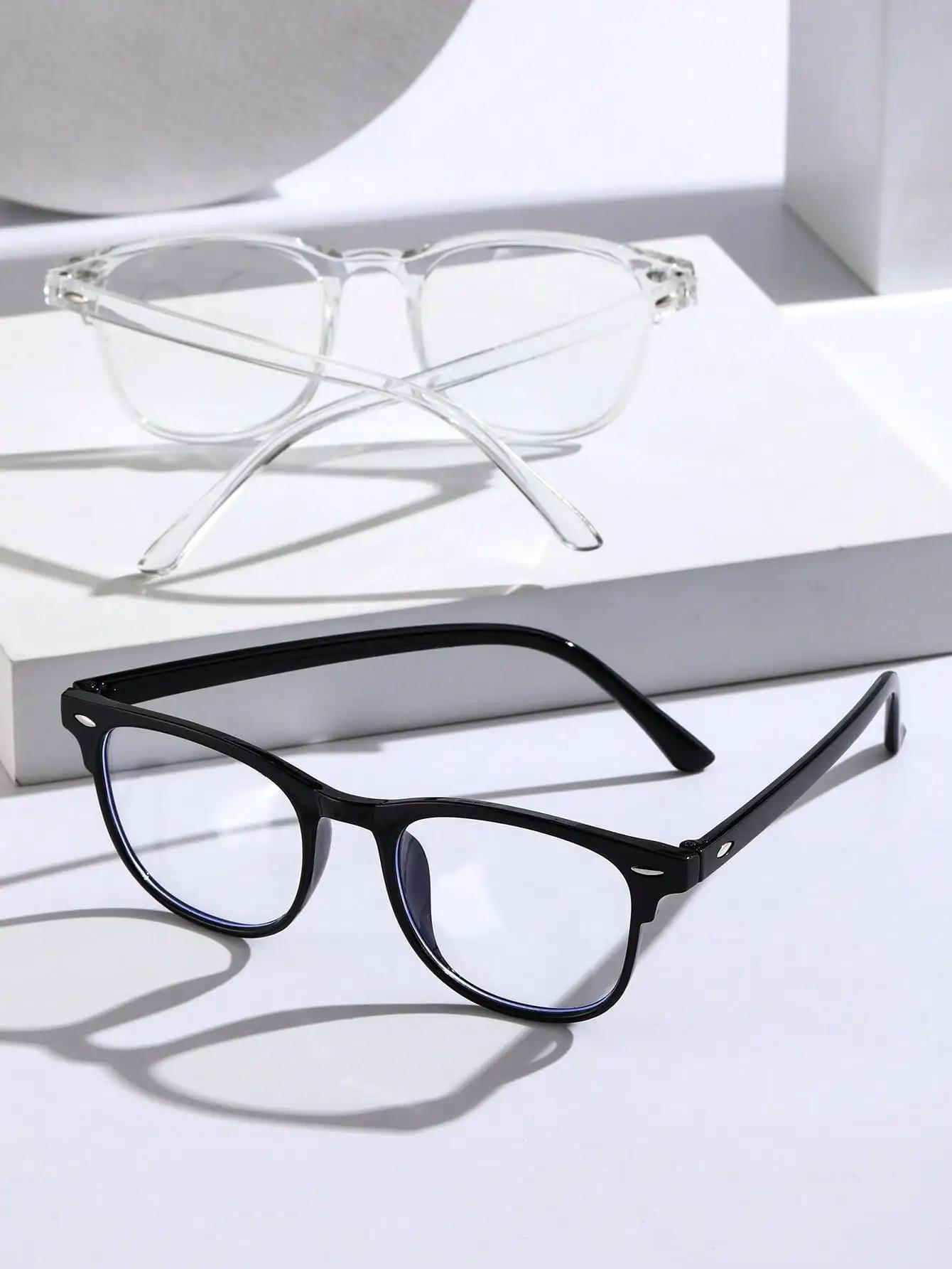 Lunettes transparentes Anti-lumière bleue, monture carrée en plastique unisexe, tendance, pour la re