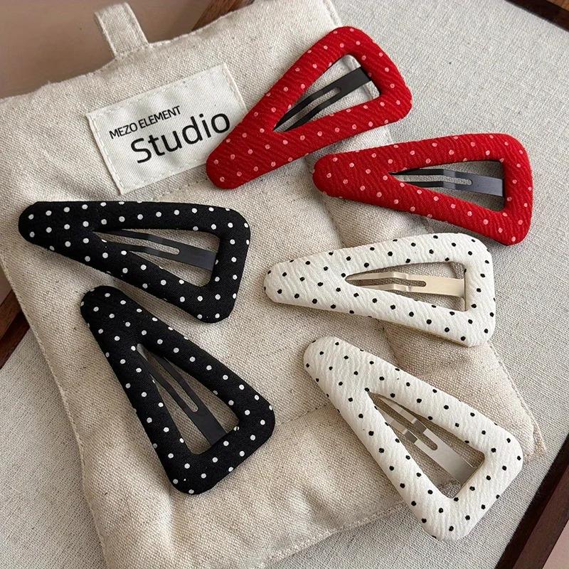 Pince à cheveux triangulaire à pois pour filles, nouveaux accessoires de cheveux en tissu pour frang