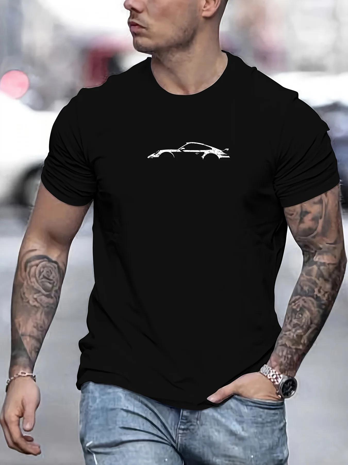 Le T-shirt à motif de voiture rétro pour hommes avec un design de voiture classique convient aux pas