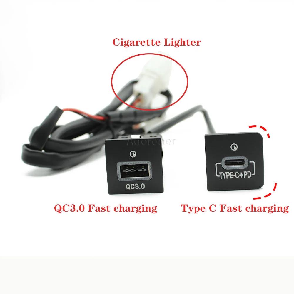 Prise de chargeur de voiture rapide 12V/24V, double USB, adaptateur d'alimentation QC3.0 PD Type C P