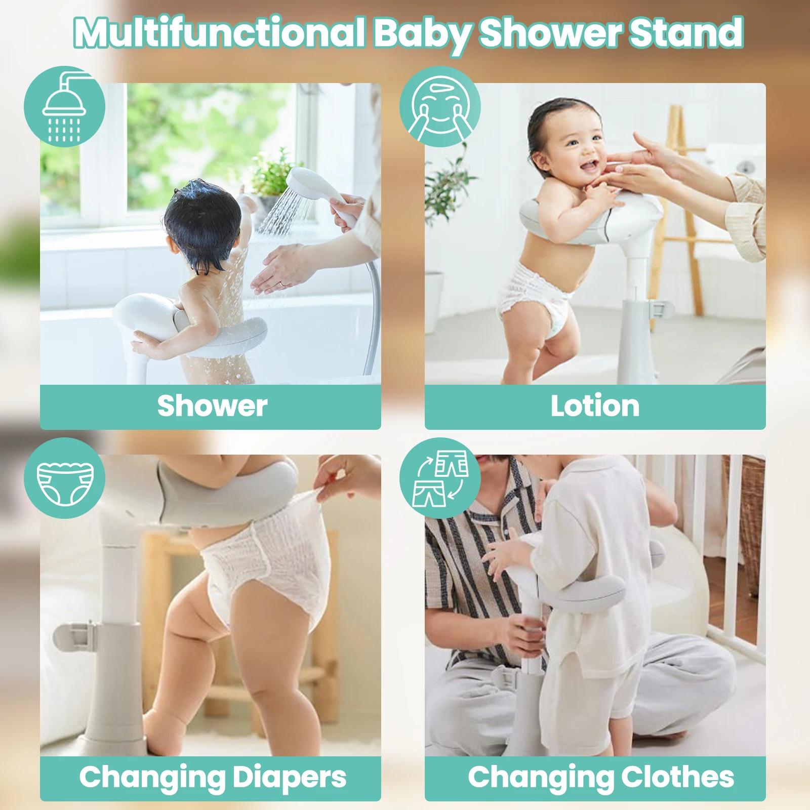 Support de bain pliable pour bébé, Support de bain pour bébé portable et réglable pour bain debout p