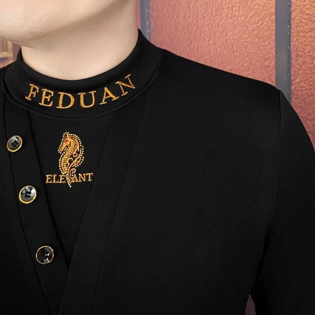 Sweat-shirt épais en velours pour hommes, tendance, écharpe détachable, pull chaud, décontracté, Bus