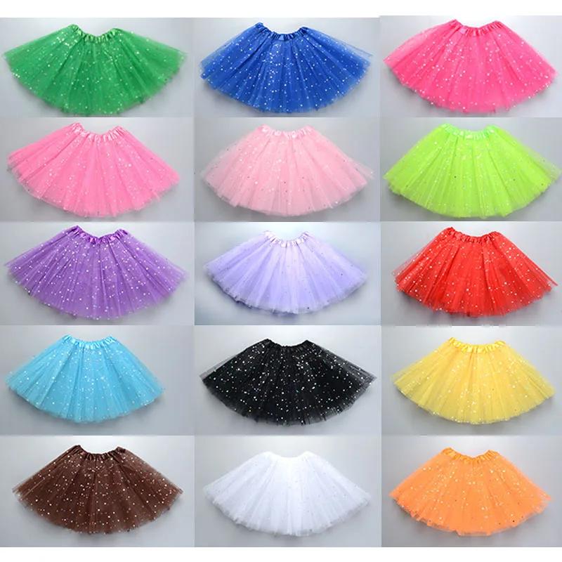 Jupe Tutu de danse à paillettes pour enfants, 3 couches de Tulle, en mousseline de soie, pour enfant