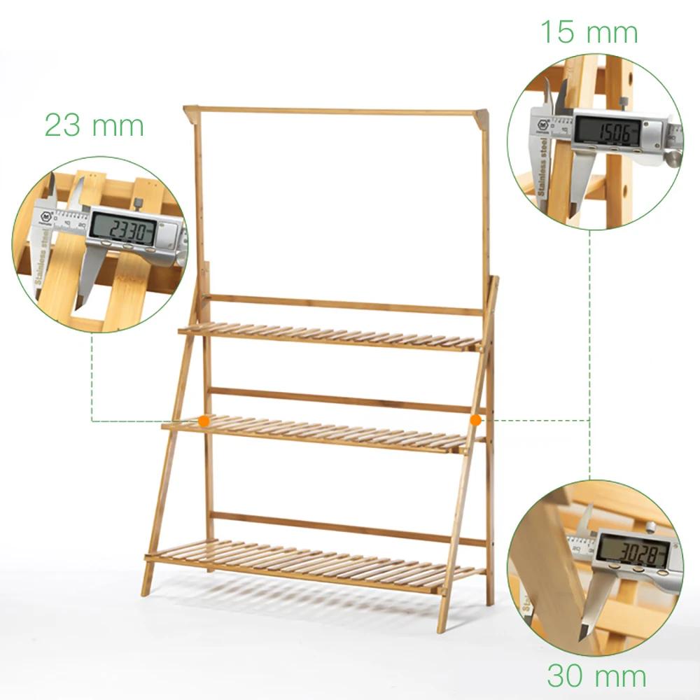 Support pliant pour plantes en bambou, étagère pour pots de fleurs, multi-usage pour serre intérieur
