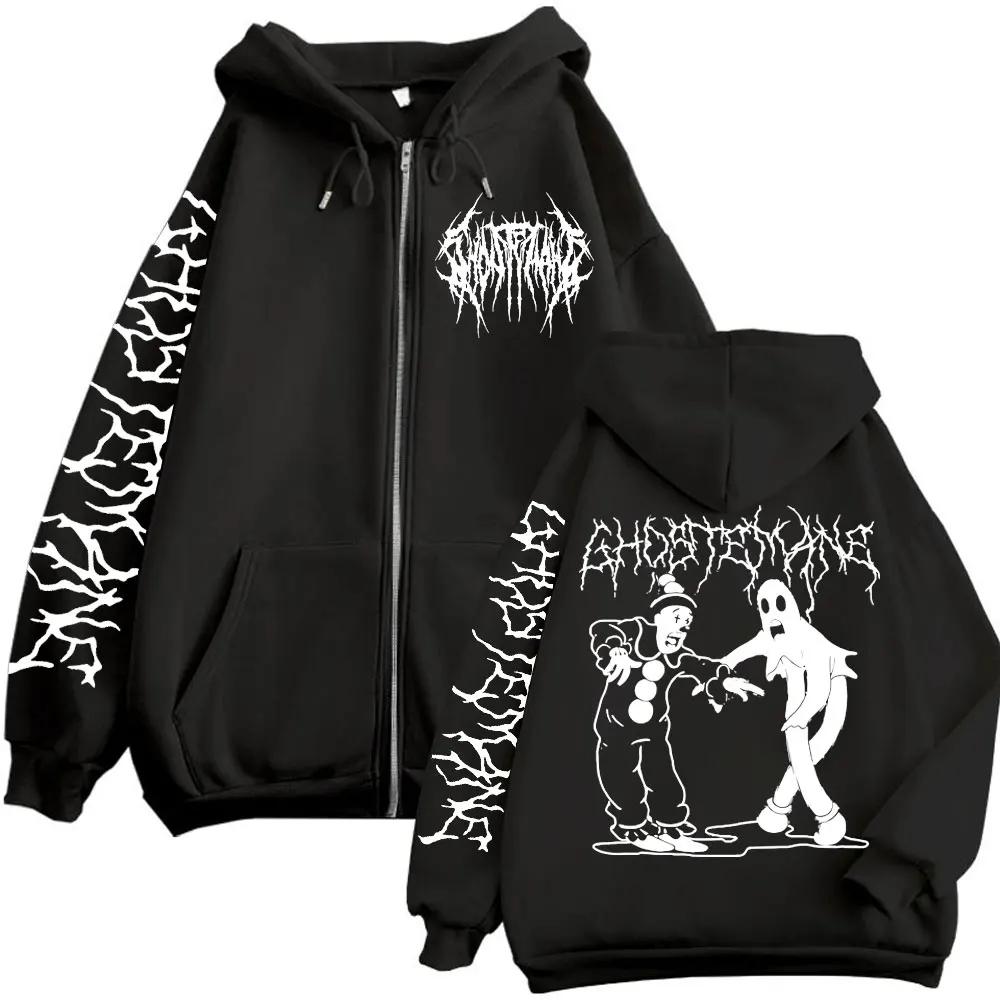 Sweat à capuche imprimé Ghostemane avec fermeture éclair, métal Rock Pop Music, sweat-shirt à capuch