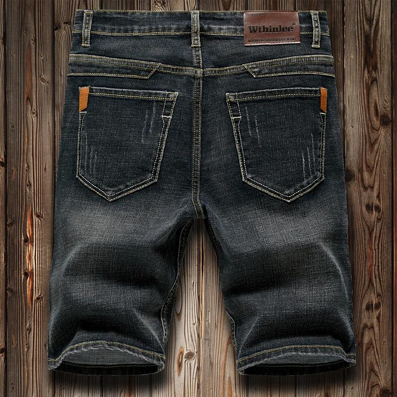 Shorts en jean d'été pour hommes, pantalon en denim extensible bleu foncé, design tendance, jeans sl
