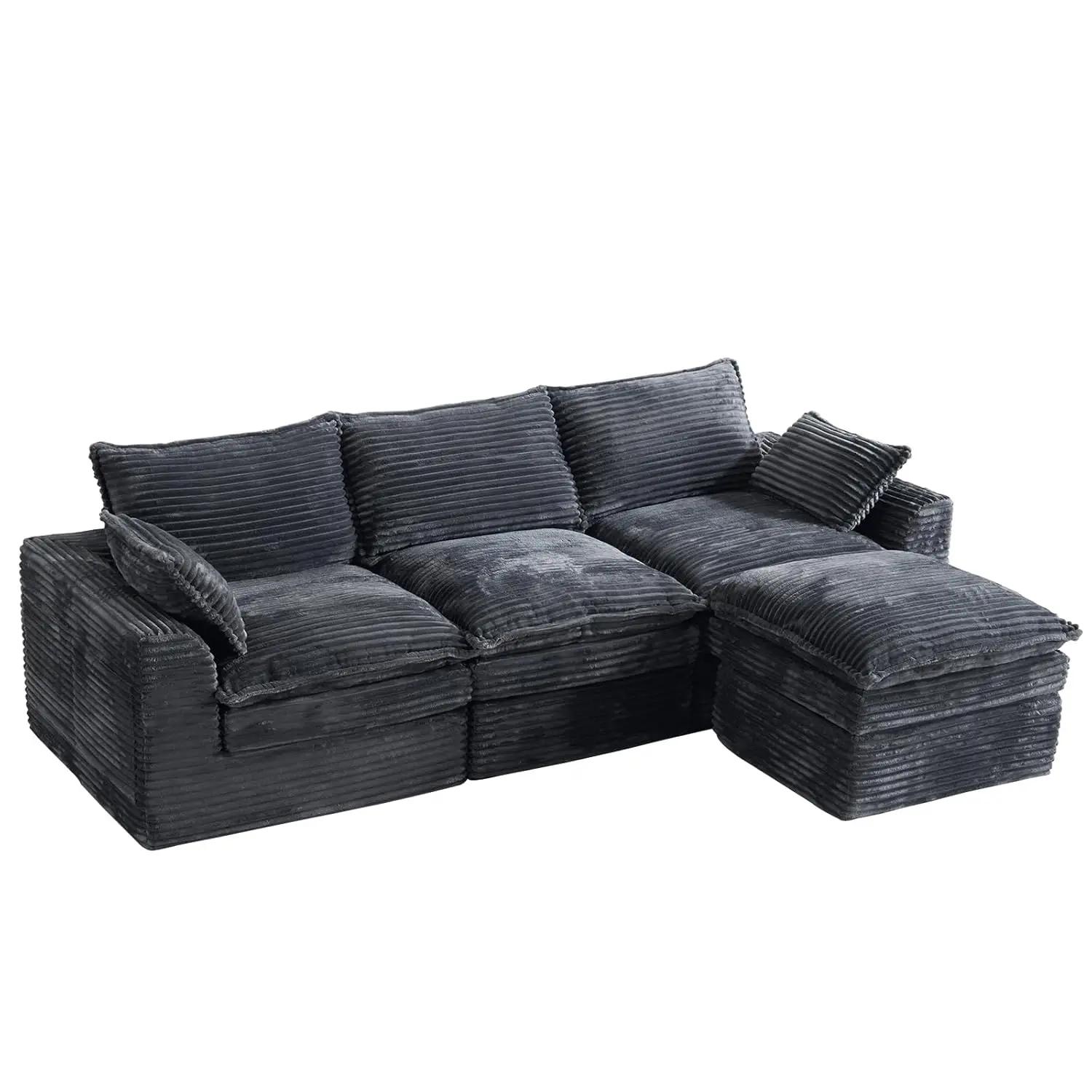 Canapé modulaire sectionnel de 113 pouces, canapé nuage en L surdimensionné avec assise profonde, ca