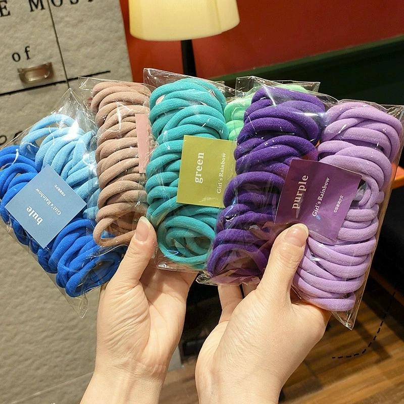 Anneaux de cheveux colorés pour filles, 50 paquets de couleurs acidulées sans coutures, anneaux de s