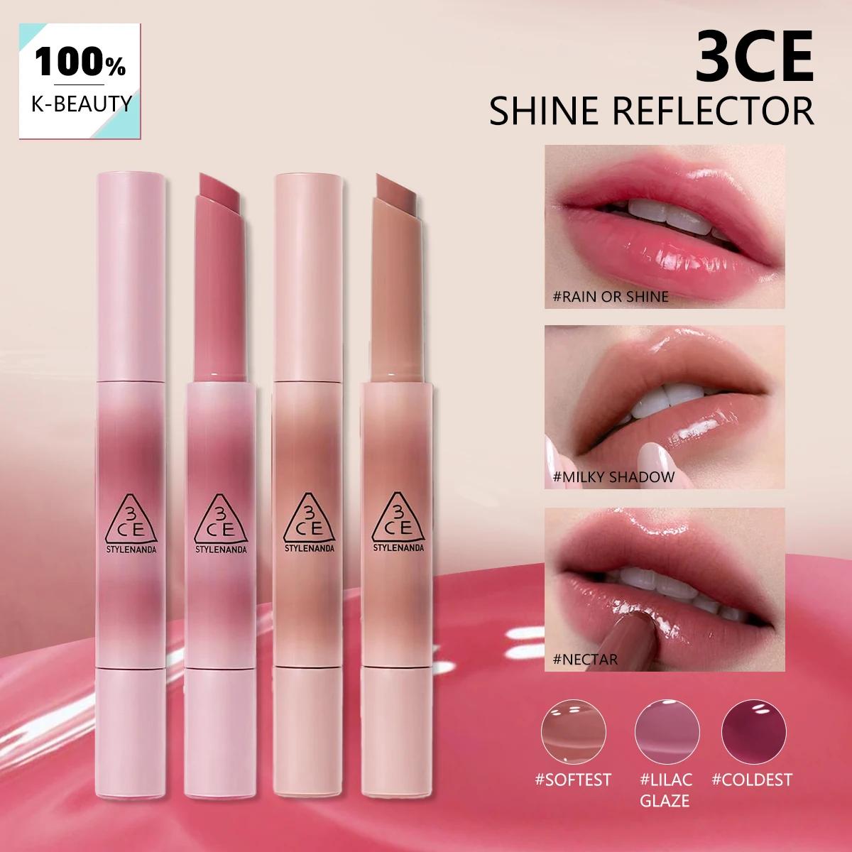 3CE SHINE REFLECTOR, Texture miroir brillante, Hydratant et non desséchant, Couleur transparente et 