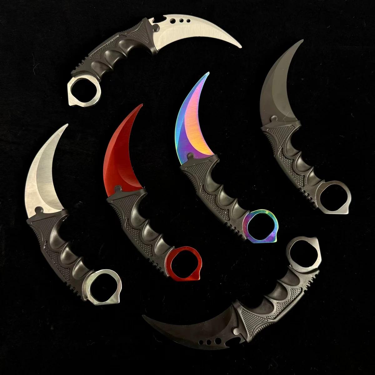 10 styles de Karambit en métal avec gaine en plastique, accessoires de jeu, couteaux à griffes color