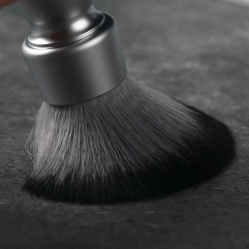 YAQI – brosse de rasage pour hommes, poils synthétiques, poignée en métal lourd, loup en bois, nœud 